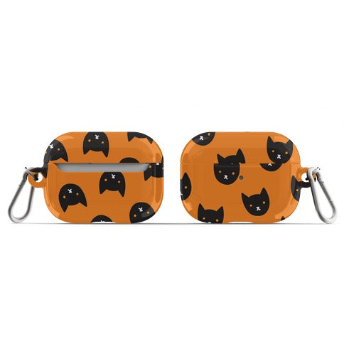 Black Cat Face Pattern AirPod Case