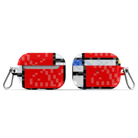Pixelated Composition With Red Blue And Yellow AirPod Case