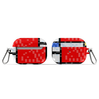 Pixelated Composition With Red Blue And Yellow AirPod Case