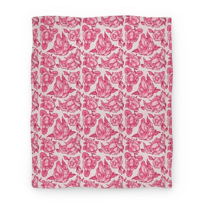Floral Penis Pattern Pink Blanket