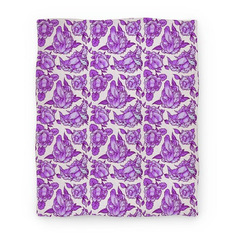 Floral Penis Pattern Purple Blanket