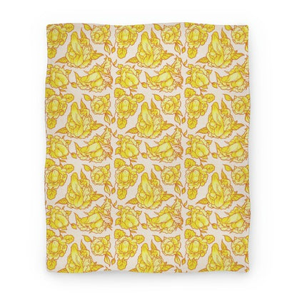 Floral Penis Pattern Yellow Blanket