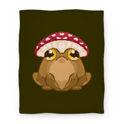 Pixelated Toad in Mushroom Hat Blanket