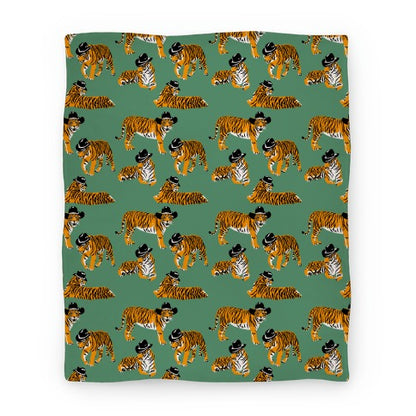 Tigers in Cowboy Hat Pattern Blanket