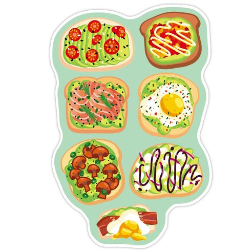 Avocado Toast Pattern Die Cut Sticker