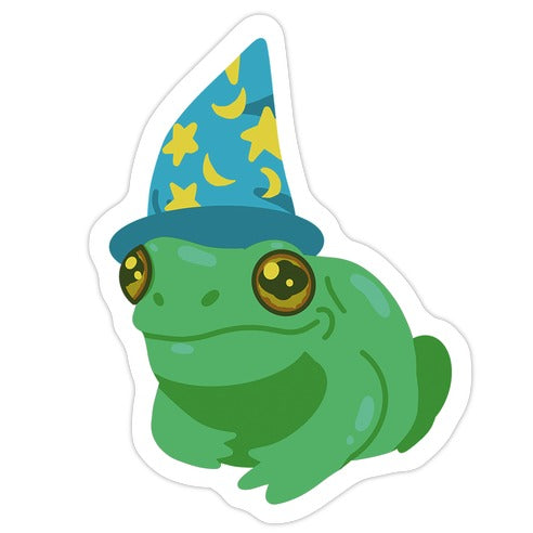 Blue Hat Magical Mushroom Frog Die Cut Sticker
