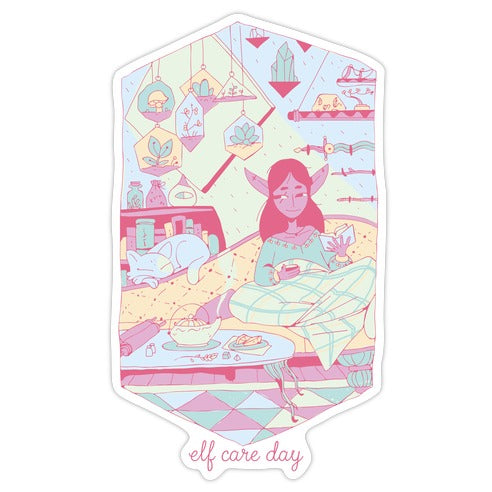 Elf Care Day Die Cut Sticker