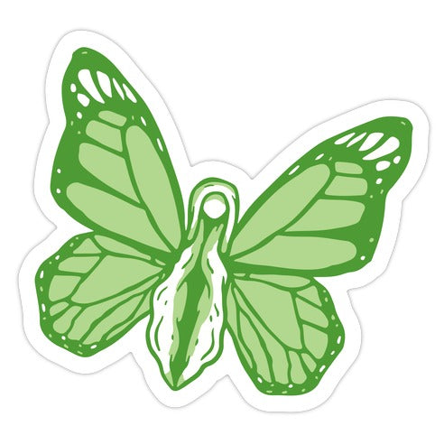 Green Butterfly Vagina Die Cut Sticker