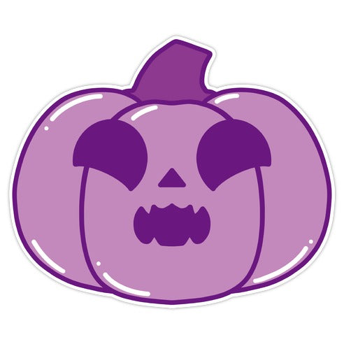 Kawaii Excited Pumpkin Purple Die Cut Sticker