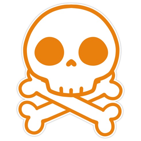 Kawaii Orange Skull Die Cut Sticker