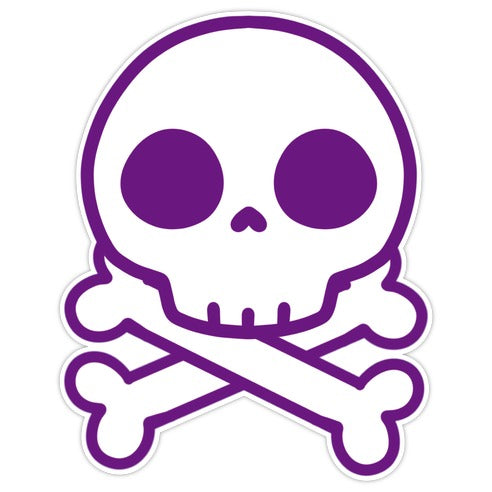 Kawaii Purple Skull Die Cut Sticker