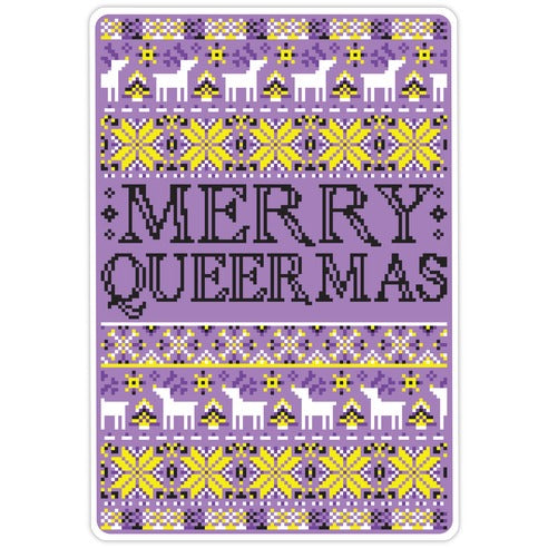 Merry Queermas Nonbinary Pride Christmas Sweater Die Cut Sticker