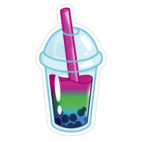 Polysexual Pride Bubble Tea Die Cut Sticker