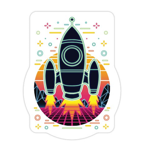 Synthwave Space Exploration Die Cut Sticker