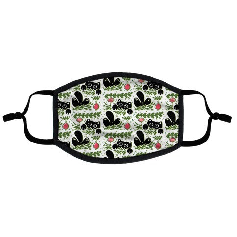 Cat In Christmas Tree Pattern Flat Face Mask