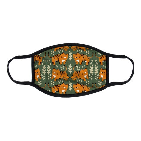 Chubby Tiger Pattern Green Flat Face Mask