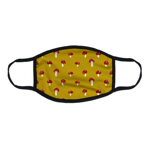 Dainty Mushroom Pattern Yellow Flat Face Mask
