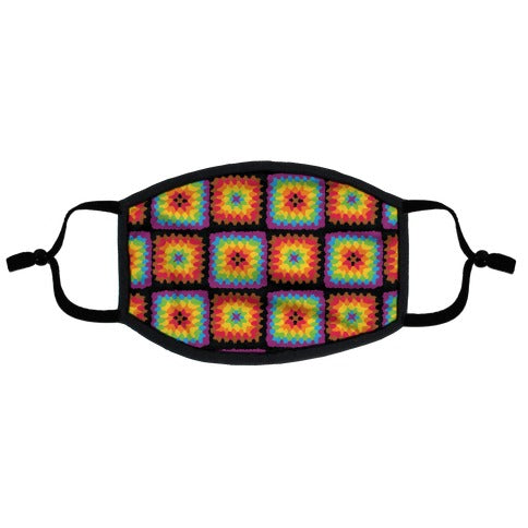 Granny Squares Pattern (Gay Pride) Flat Face Mask