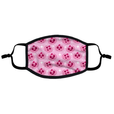 Kawaii Pumpkins Pattern Pink Flat Face Mask
