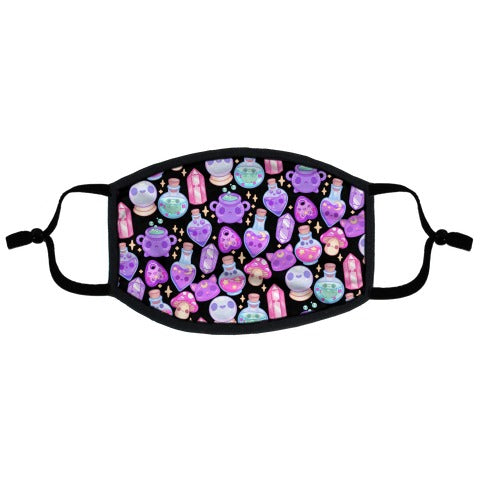 Kawaii Witchy Pattern Flat Face Mask