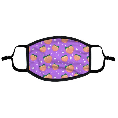 Peaches N' Sparkles Pattern Purple Flat Face Mask