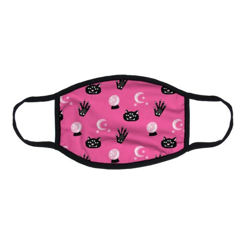 Pink Witch Vibes Pattern Flat Face Mask