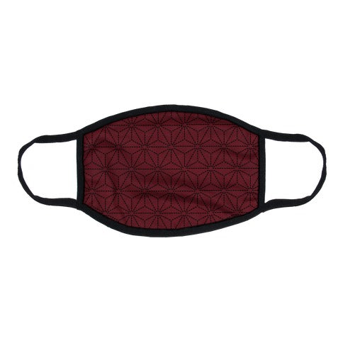 Sashiko Asanoha (Burgundy) Flat Face Mask