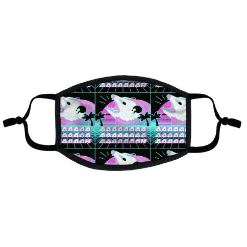 Screaming Retrowave Possum Flat Face Mask