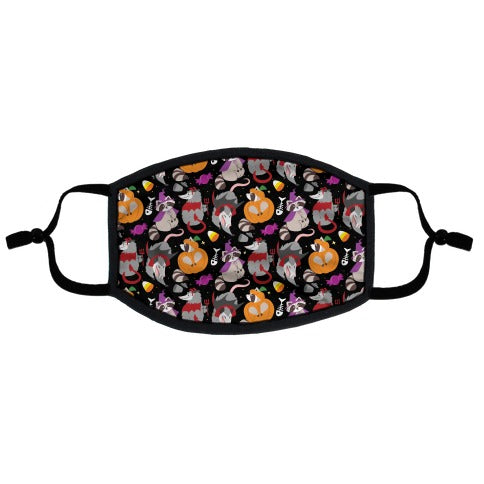 Trashy Animals Halloween Pattern Flat Face Mask