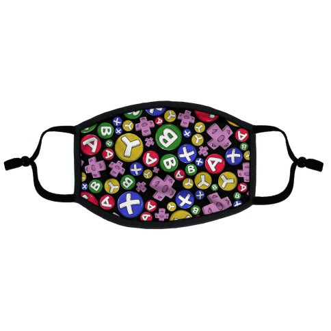 Video Game Controller Buttons Pattern Flat Face Mask