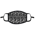 White On Black Mushroom Pattern  Flat Face Mask