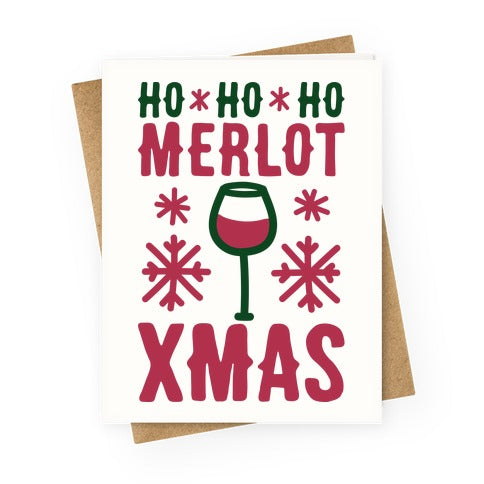 Ho Ho Ho Merlot Christmas Greeting Card