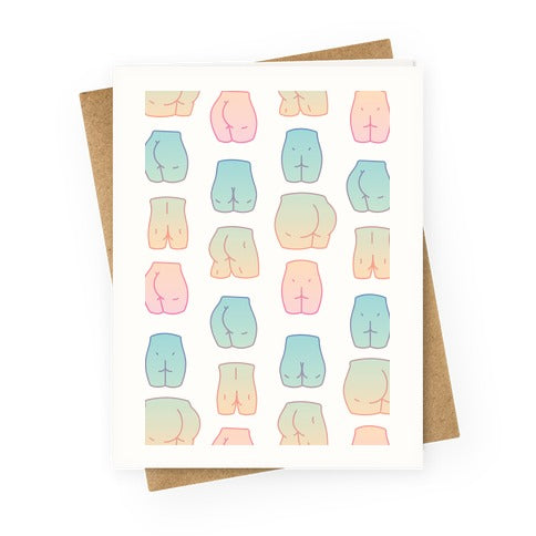 Kawaii Pastel Butt Pattern Greeting Card