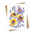 Sleepy Bumble Bee Butts Floral Greeting Card