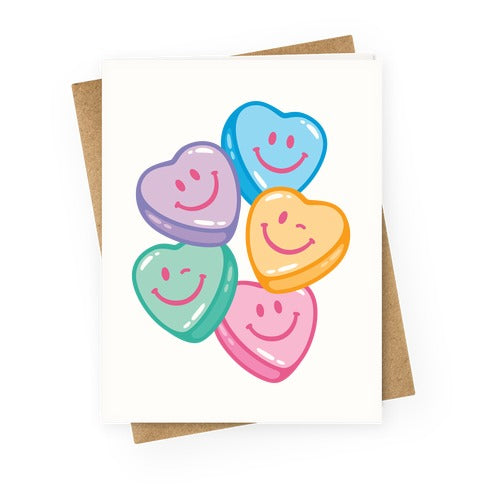 Smiley Candy Hearts Greeting Card