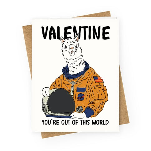 Valentine Space Alpaca Greeting Card