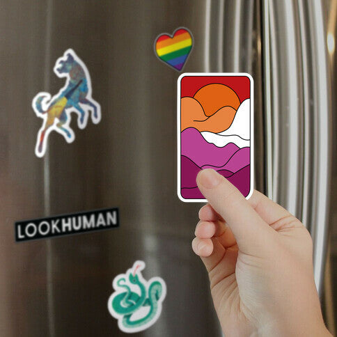 Groovy Pride Flag Landscapes: Lesbian Flag Magnet