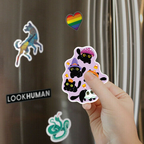 Spooky Black Cats Pattern Magnet