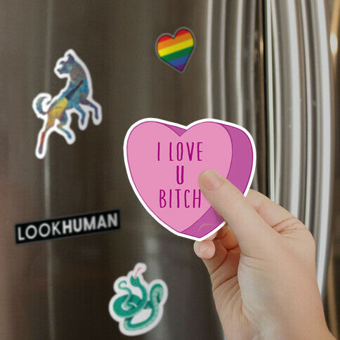 I Love U Bitch Candy Heart Magnet
