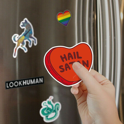Hail Satan Conversation Heart Valentine's Parody Magnet
