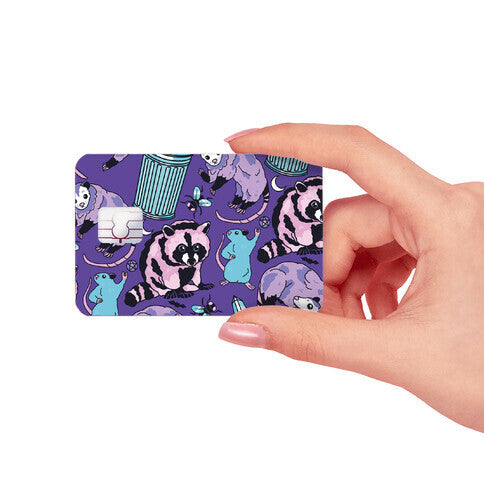 Pastel Goth Trash Animals Pattern Credit Card Skin