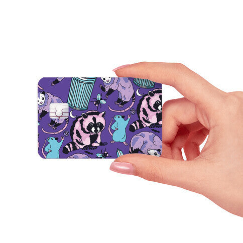 Pastel Goth Trash Animals Pattern Credit Card Skin