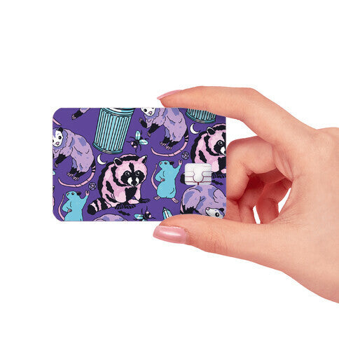 Pastel Goth Trash Animals Pattern Credit Card Skin