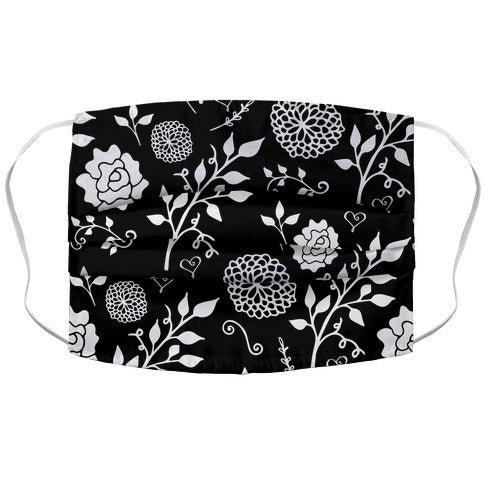 Black Floral Pattern Face Mask