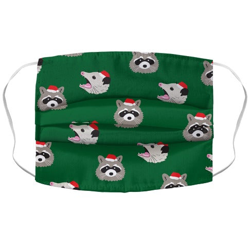 Christmas Raccoon and Opossum Pattern Face Mask