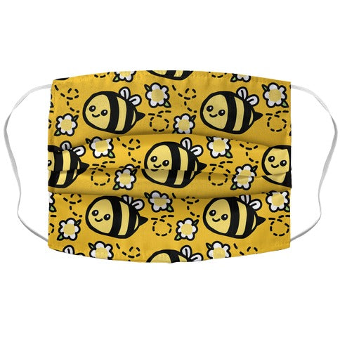 Cute Bumble Bee and Flower Pattern Face Mask
