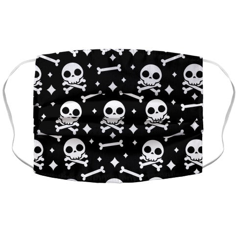 Cute Skull N' Bones Pattern (Black) Face Mask
