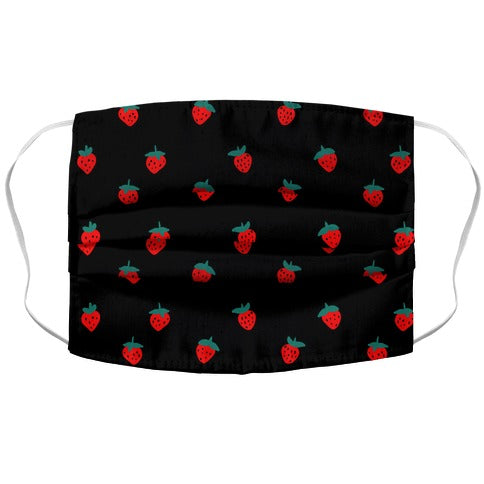 Dainty Strawberry Pattern Black Face Mask