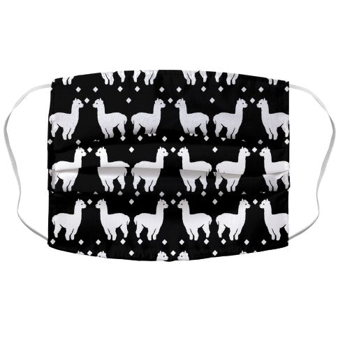 Llama Black and White Boho Pattern Face Mask