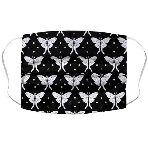 Luna Moth Black and White Boho Pattern Face Mask
